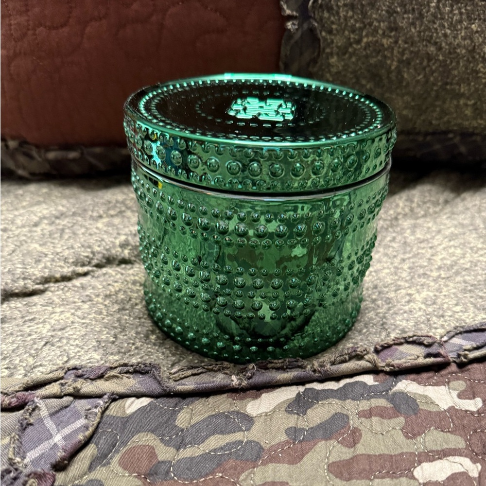 Emerald Green Textured Glass Jar